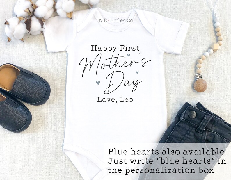 Happy First Mother's Day Onesie®, 1st Mother's Day, Personalized Mother's Day Onesie®, with Name, To Mom From Baby, First Mothers Day Gift image 3