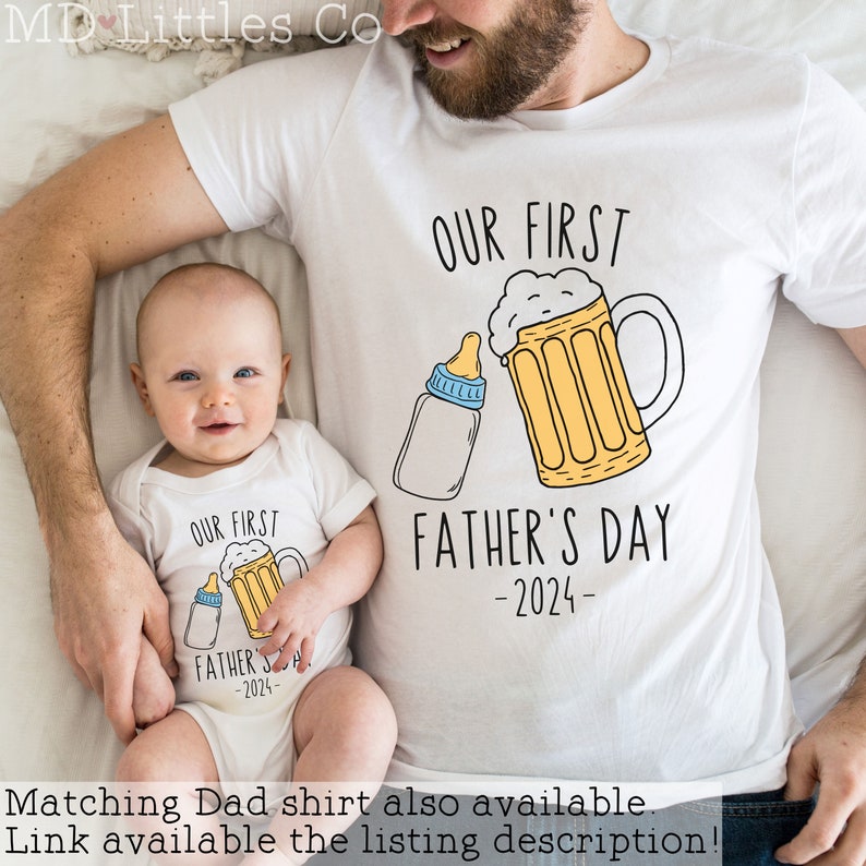 Personalized Funny Our First Father's Day Onesie®, Personalized Father's Day Onesie®, First Fathers Day Gift from Baby image 5