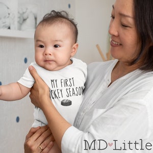 My First Hockey Season Onesie®, Hockey Baby Shower, Baby Shower Gift, Hockey Onesie®, Baby Boy Onesie®, Hockey Baby, Gender Neutral Onesie® image 2