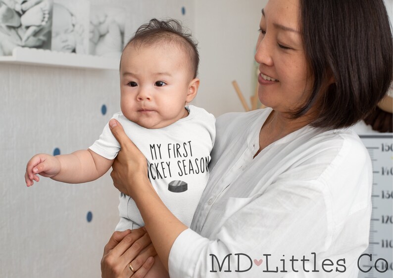 My First Hockey Season Onesie®, Hockey Baby Shower, Baby Shower Gift, Hockey Onesie®, Baby Boy Onesie®, Hockey Baby, Gender Neutral Onesie® image 2