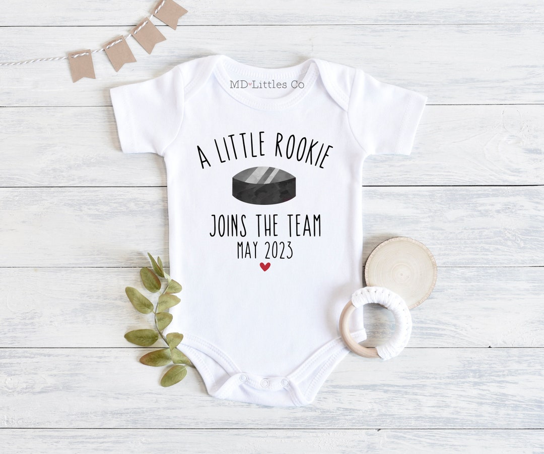 Hockey Pregnancy Announcement Onesie®, Hockey Baby Announcement Onesie