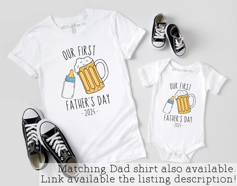Personalized Funny Our First Father's Day Onesie®, Personalized Father's Day Onesie®, First Fathers Day Gift from Baby image 4
