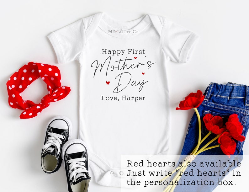 Happy First Mother's Day Onesie®, 1st Mother's Day, Personalized Mother's Day Onesie®, with Name, To Mom From Baby, First Mothers Day Gift image 4