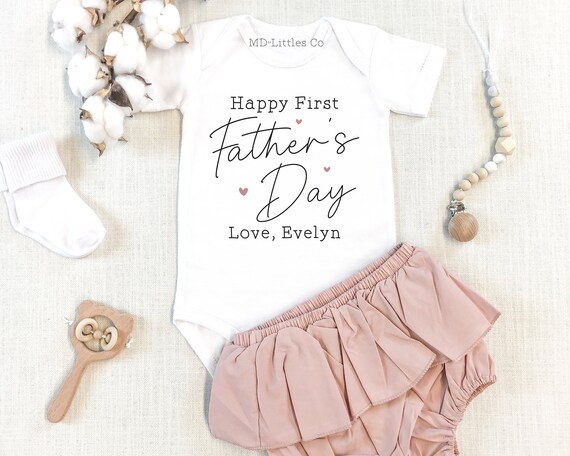 Personalized Happy First Father's Day with Name Onesie®, 1st Father's Day, Personalized Father's Day Onesie®, First Fathers Day Gift