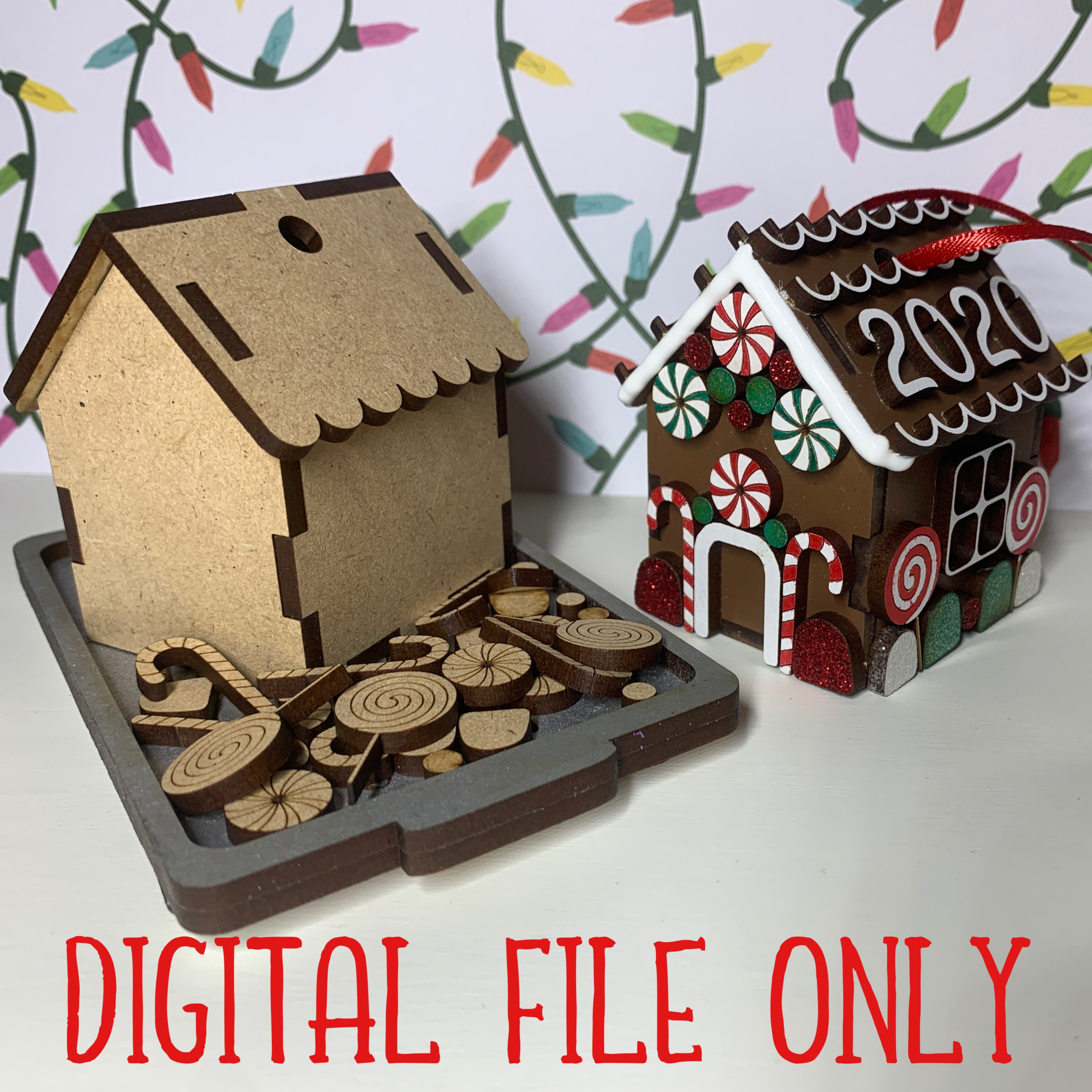 DIGITAL FILE Gingerbread House Ornament DIY Kit File Glowforge Tested