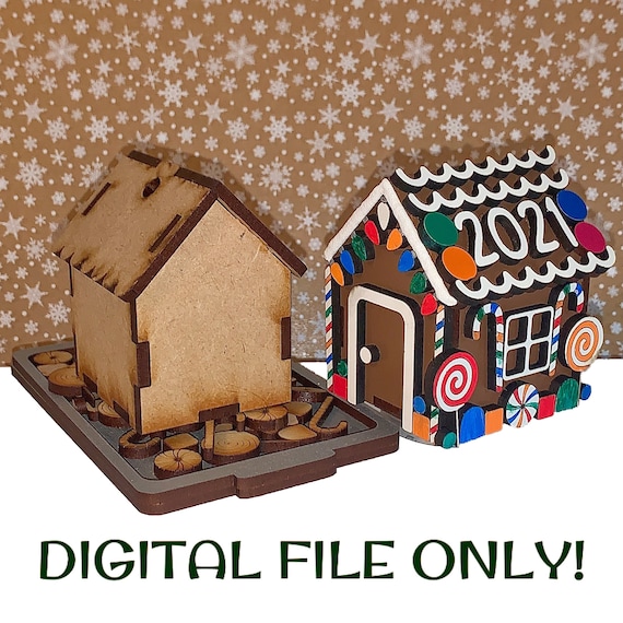 3D Mini Gingerbread House Ornament DIY Kit Cut File Christmas