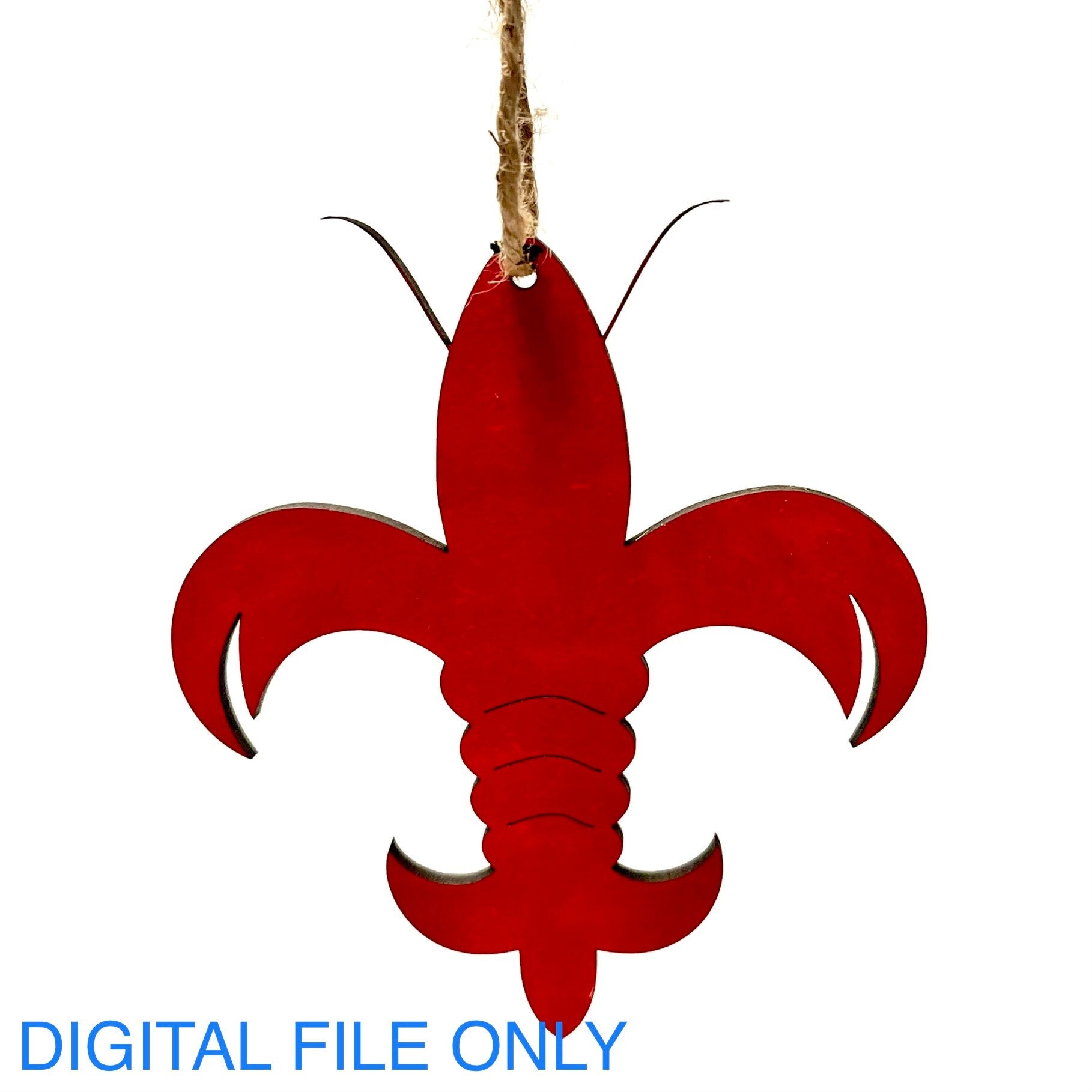 A-KC444X631 RED Louisiana Crawfish Fleur De Lis Rhinestone Key Chain