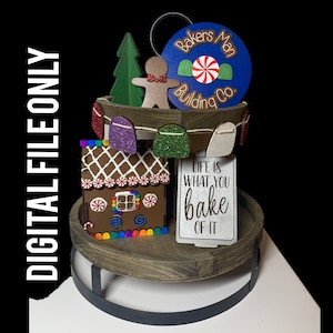 DIGITAL Gingerbread Tiered Tray DIY Kit Lasercut SVG