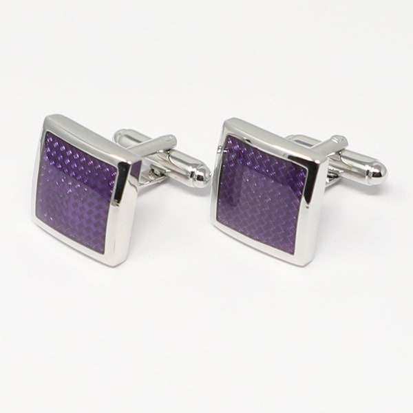 Translucent Purple Epoxy Weave Pattern Men Square Cuff Links Best Birthday Father's Day Gift Wedding Gift For Him