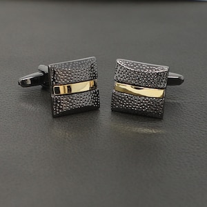 Gunmetal And Gold Two Tone Micro Dots Curve Cufflinks Best Birthday Father's Day Gift Wedding Gift For Him