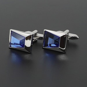 Royal Blue Stone Cuff Links Men's Sapphire Classic Cufflinks Best Gift For Him