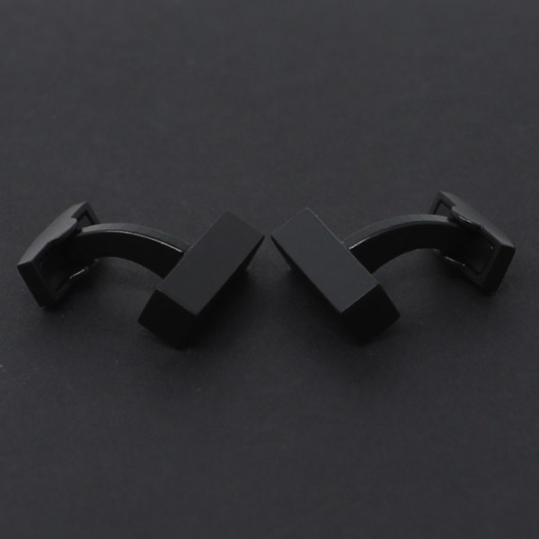 Matte Black Cuboid Cuff Links Best DAD Birthday Father's Day Gift Wedding Gift For Him