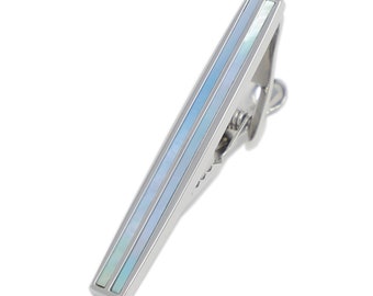 Blue Mother Of Pearl Men Tie Clip Blue Stone Stripe Tie Bar Best Birthday Wedding Gift For Him