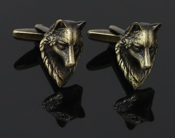 Wolf Cufflinks Vintage Antique Bronze Wolf Head Cufflinks Best Birthday Father's Day Gift Wedding Gift For Him