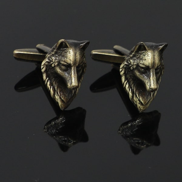 Wolf Cufflinks Vintage Antique Bronze Wolf Head Cufflinks Best Birthday Father's Day Gift Wedding Gift For Him