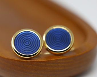 Rond Translucide Navy Blue Anneaux boutons de manchette Meilleur cadeau d’anniversaire de fête des pères Cadeau de mariage pour lui