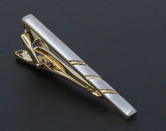Silver And Gold Two-Tone Finish Tie Clip Tie Bar Best Birthday Wedding Gift For Him