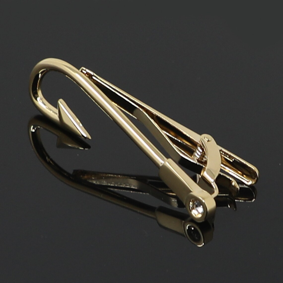 Fishing Hook Tie Clip Men Novelty Gold Tone Fishhook Tie Bar Etsy