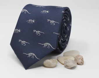 Dinosaur Skeleton Pattern Necktie 3" Wide Men Fancy Animal Dinosaur Tie