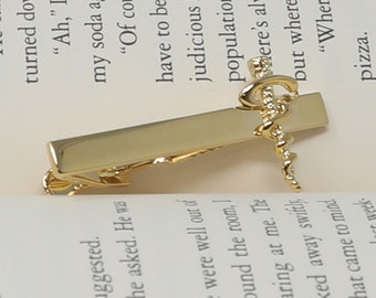 Gold Tone Medical Symbol Design Tie Clip Father's Day Men Birthday Wedding Gift Tie Bar