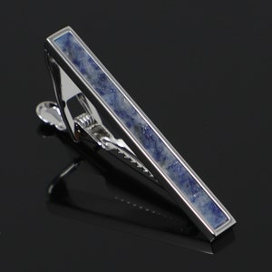 Blue Sodalite Stone Men Tie Clip Stone Tie Bar Best Birthday Wedding Gift For Him