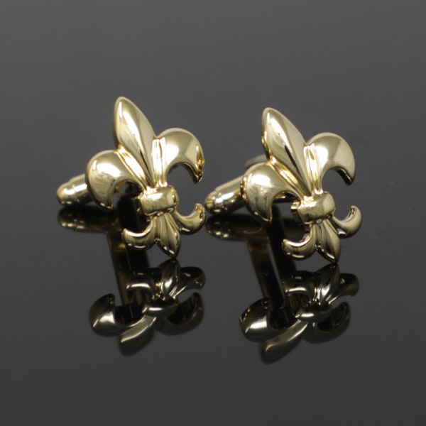 Boutons de manchette fleur de lys plaqué or Boutons de manchette fleur de lys Meilleur anniversaire papa cadeau fête des pères cadeau de mariage pour lui