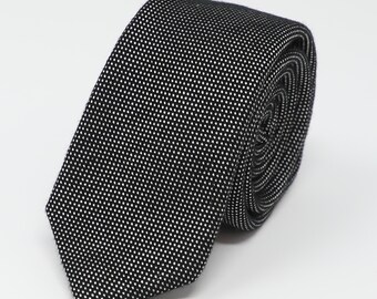 Silk Jacquard Micro Dots Necktie Skinny White Pin Dots Silk Woven Tie