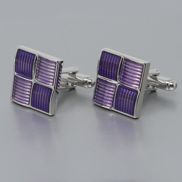 Translucent Purple Tonal Epoxy Checks Square Cuff Links Best Birthday Father's Day Gift Wedding Gift For Him