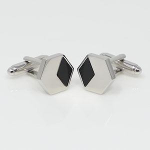 High Quality Diamond Onyx Stone Inlay Hexagon Cufflinks Father's Day Men Birthday Cufflinks