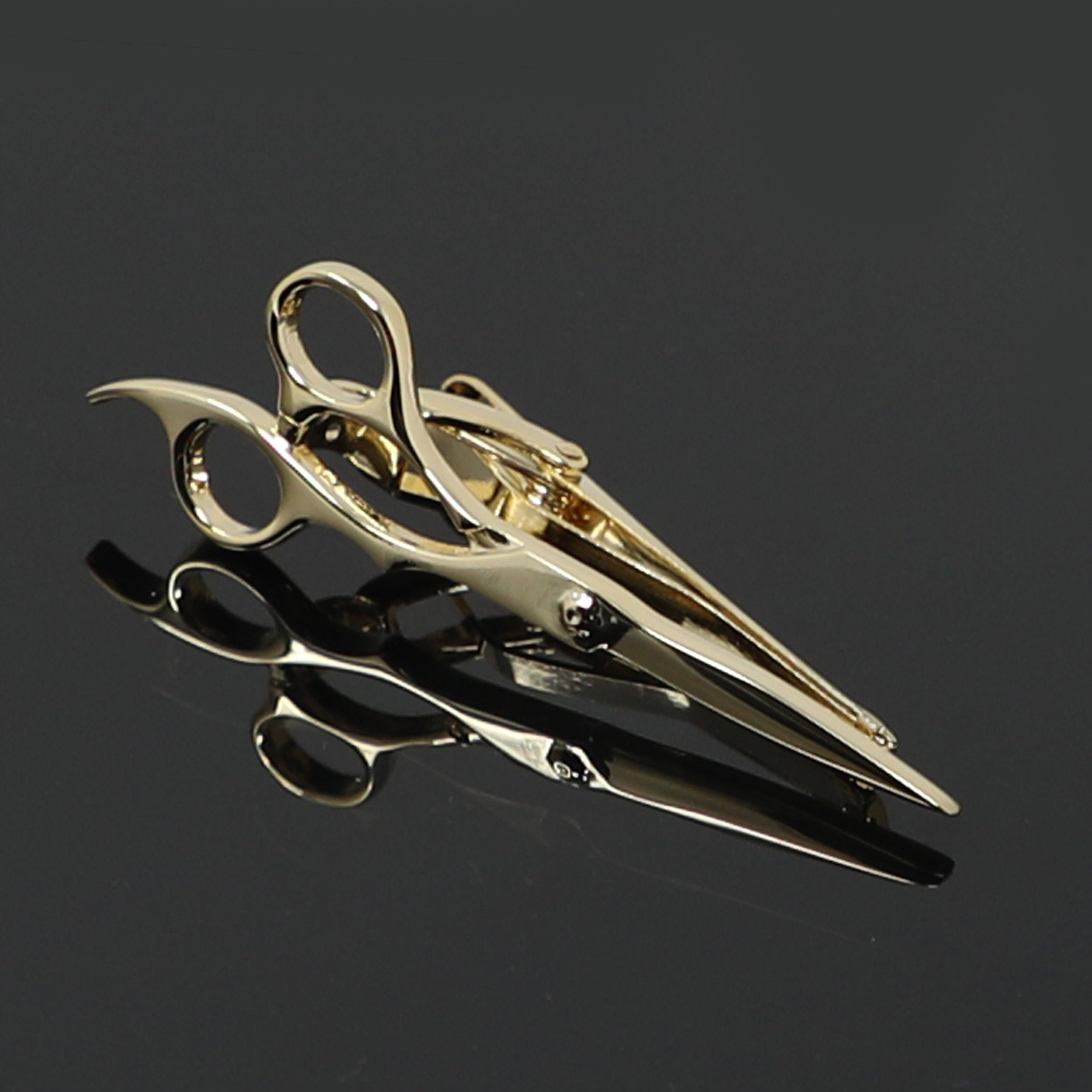 Scissors Tie Clip Men Novelty Gold Tone Barber Scissors Tie Etsy