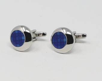 Translucent Blue Epoxy Round Cuff Links Best Birthday Father's Day Gift Wedding Gift For Him