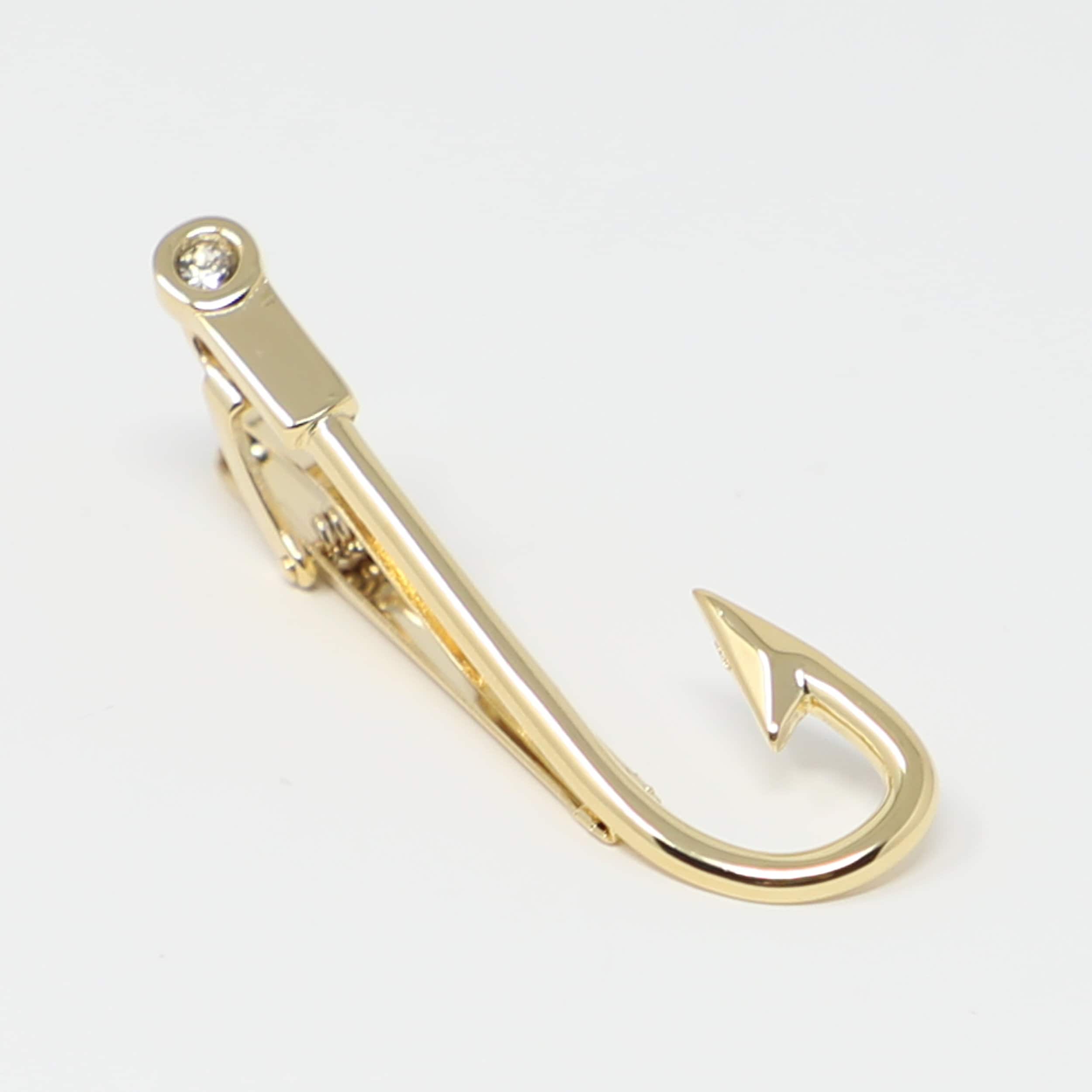 Fishing Hook Tie Clip Men Novelty Gold Tone Fishhook Tie Bar Best Birthday  Wedding Gift for Him 
