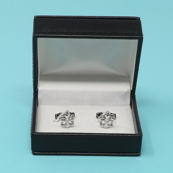 925 Fleur de Lis Boutons de Manchette en Argent Sterling Meilleur Cadeau pour Lui