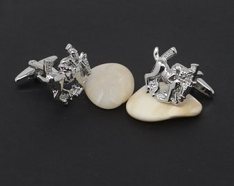 Novelty Jockey On Horseshoe Cufflinks Best Birthday Father's Day Gift Wedding Gift For Him