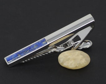 Genuine Lapis Lazuli Men Tie Clip Blue Stone Tie Bar Best Birthday Wedding Gift For Him