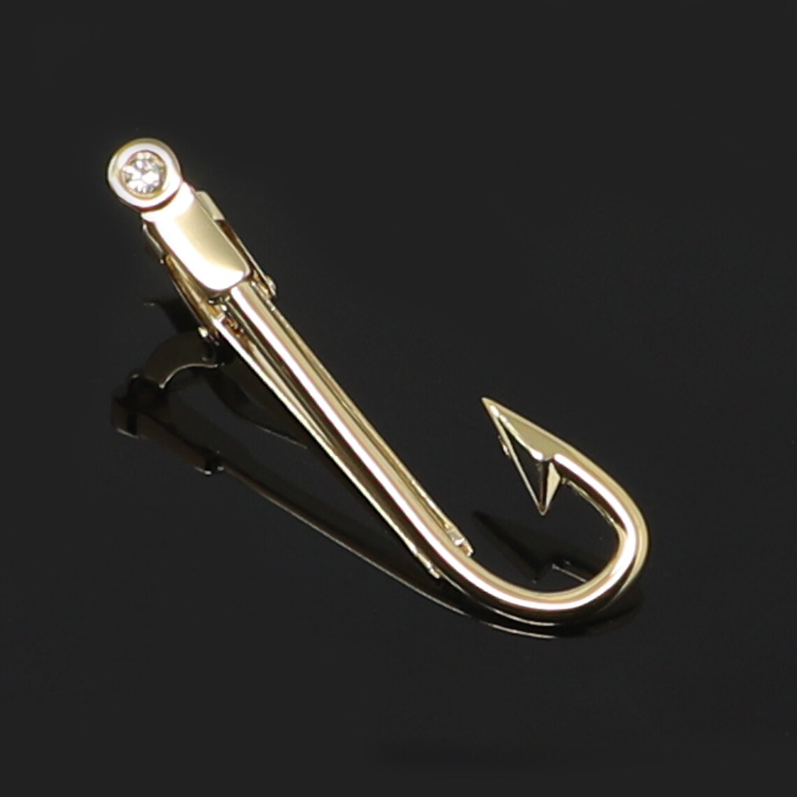 Fishing Hook Tie Clip Men Novelty Gold Tone Fishhook Tie Bar Etsy
