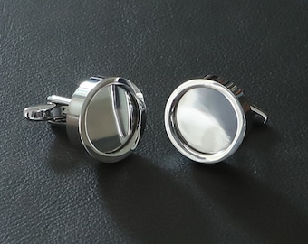 Round Photo Frame Cuff links Plain Round Cuff Links Best Gift for Him