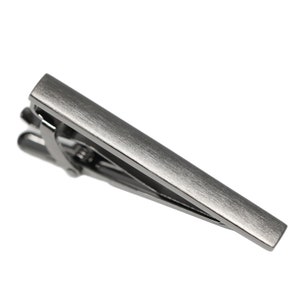 Brushed Gunmetal Curve Face Skinny Tie Clip Short Tie Bar Best Birthday Wedding Gift For Him