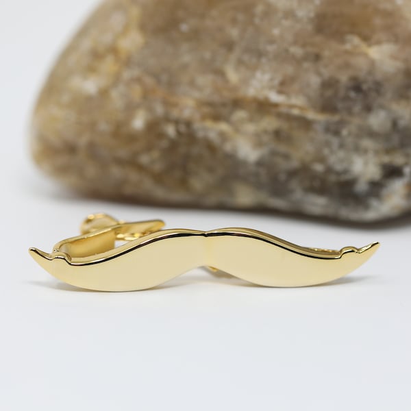 Pince à cravate moustache ton or fête des pères hommes anniversaire mariage cadeau barre à cravate