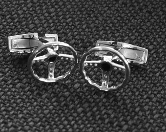 925 Sterling Silver Car Steering Wheel Cufflinks Best Gift for Him Sports Car 3-spoke Steering Wheel Cuff Links