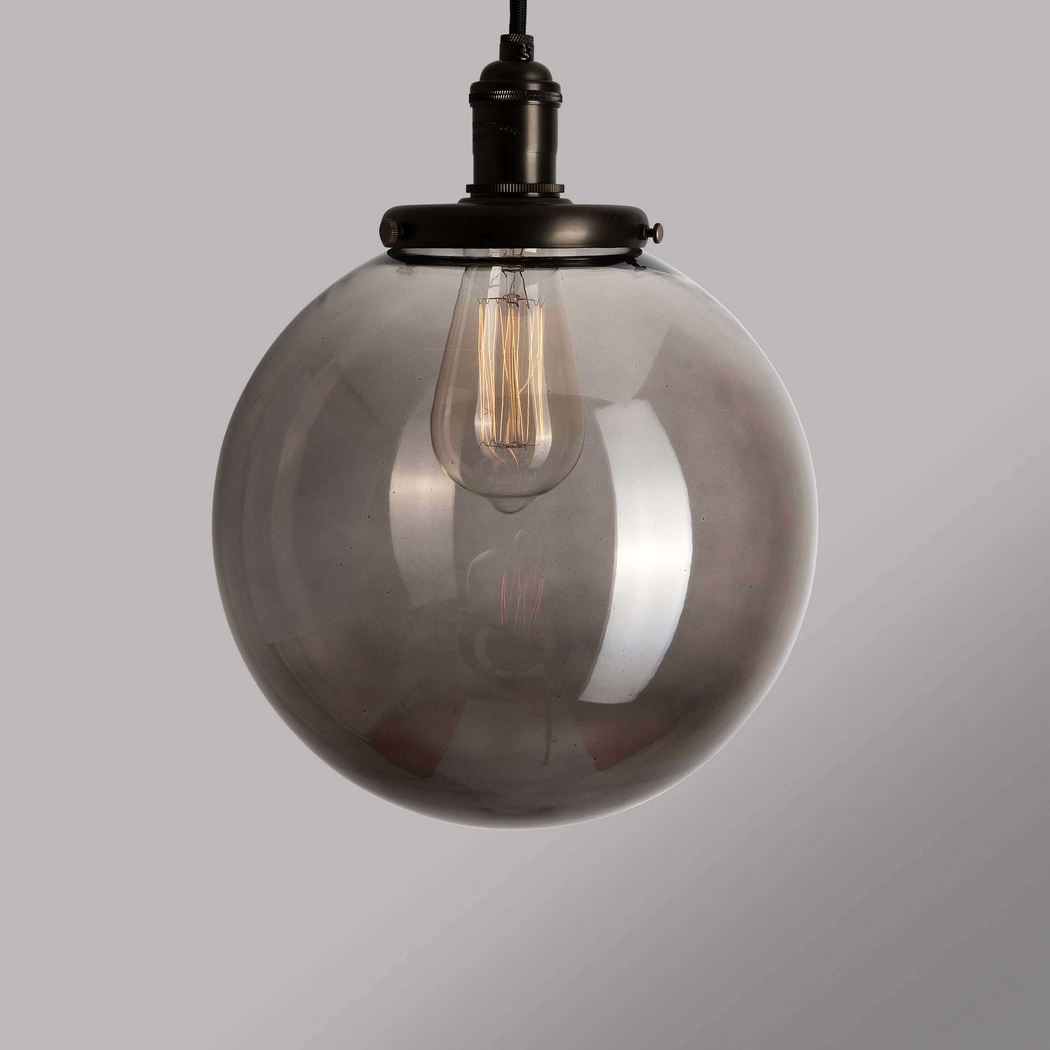 Modern Smoked Glass Globe Pendant Light 
