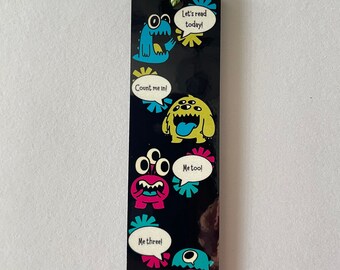 Colorful Monster Bookmark, Monster Bookmark, Page Marker, gift for book lover, bookmark for kids, teachers bookmark, monster birthday party