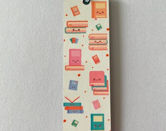 Bookmark with books, Colorful Bookmark, Page Marker, gift for book lover, bookmark for kids, Kawaii books, cute bookmark for kids