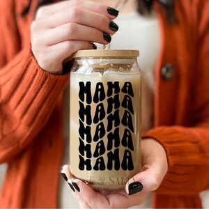 Mama Iced Coffee Tumbler, Iced Coffee Glass Cup, Aesthetic Coffee Cup, mama coffee cup, Gift for new mom, Gift for Mothers Day, Mom Birthday