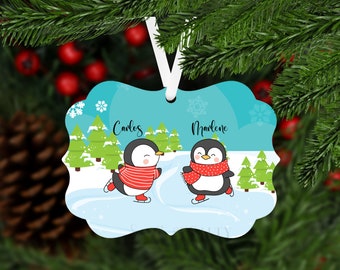 Christmas family Ornament | Christmas Penguins Ornament | Personalized 2021 Family Christmas Ornaments | MDF Ornaments | Christmas Gift