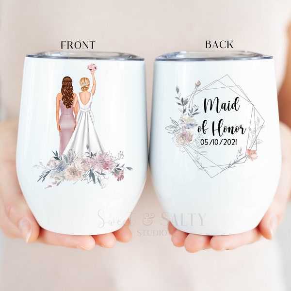 Custom Maid of Honor Wine Tumbler | Wine Tumbler Gift for Bridesmaid | Matron of Honor Gift | Bridesmaid Gift | Personalized Wine Tumbler