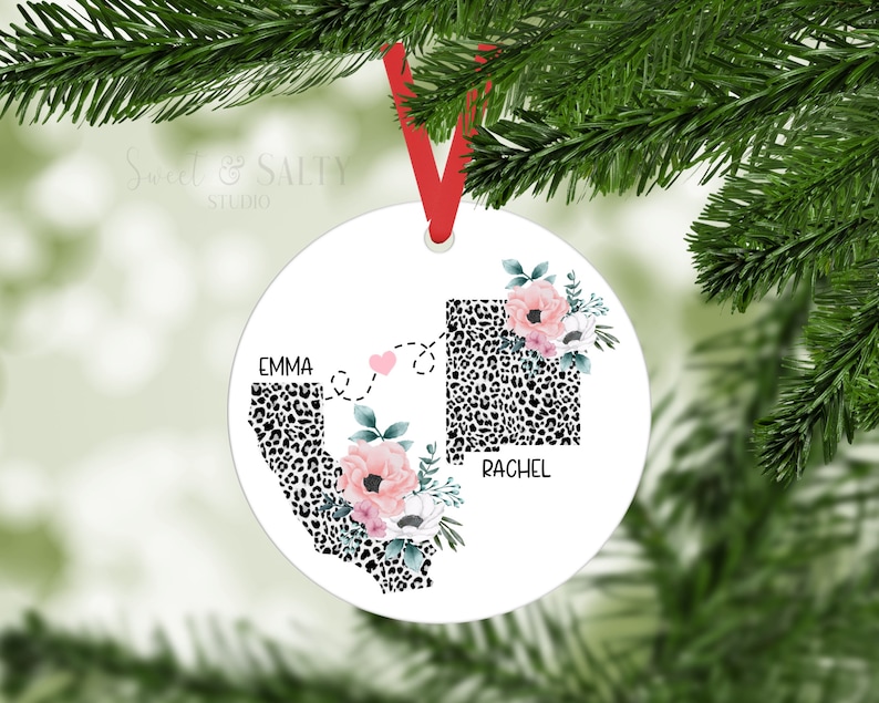 Double-Sided Custom Ornament Personalized Two State Ornament Custom Family Ornament State to State Ornament Custom State Ornament