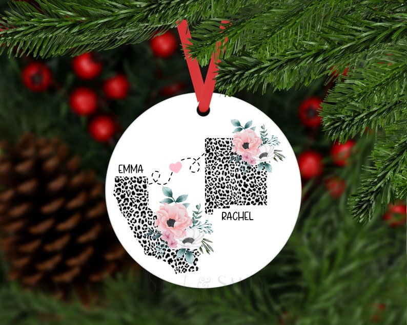 Double-Sided Custom Ornament Personalized Two State Ornament Custom Family Ornament State to State Ornament Custom State Ornament