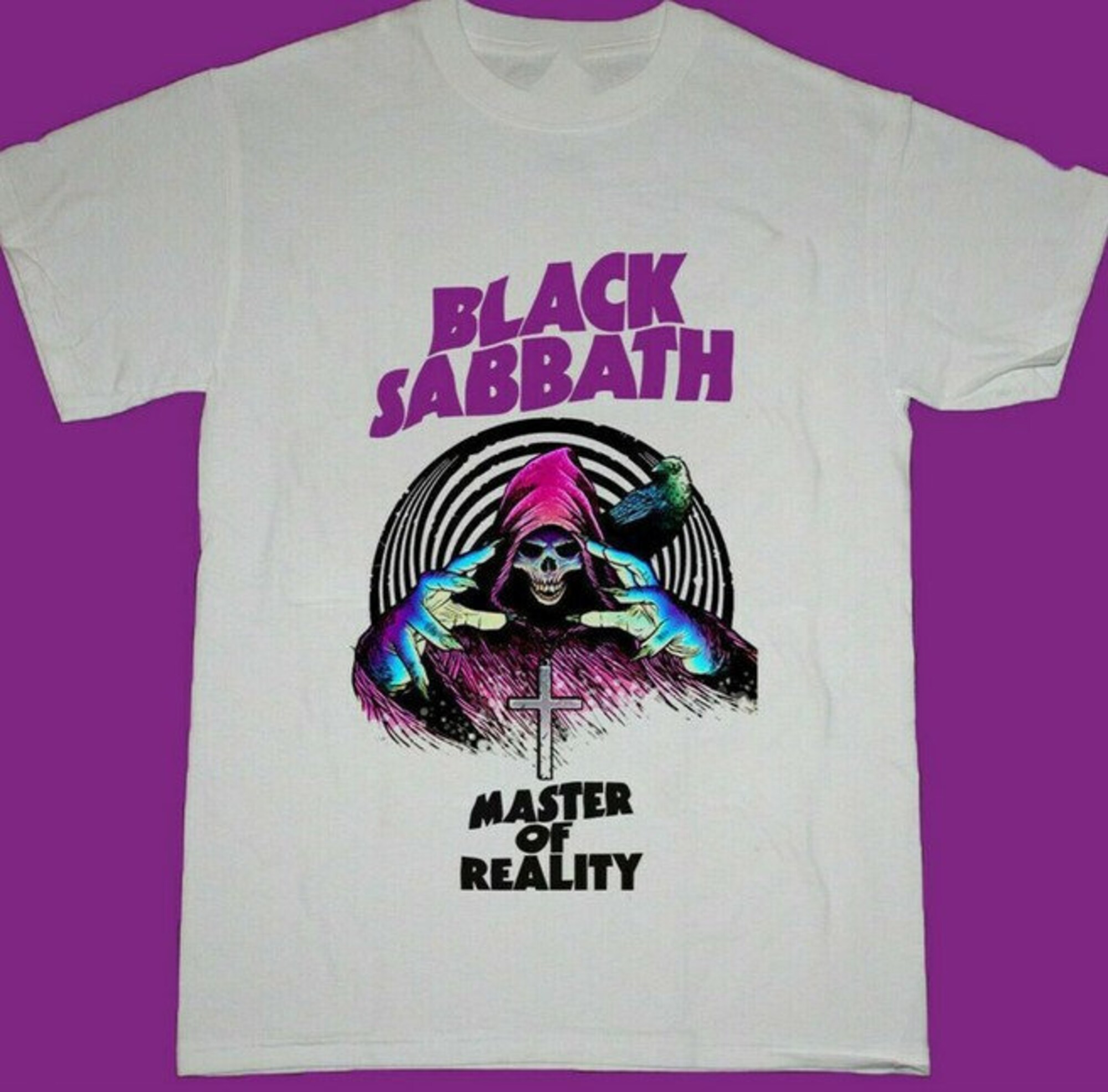 Discover 70's Black Sabbath Master Of Reality Cotton White Men T-shirt