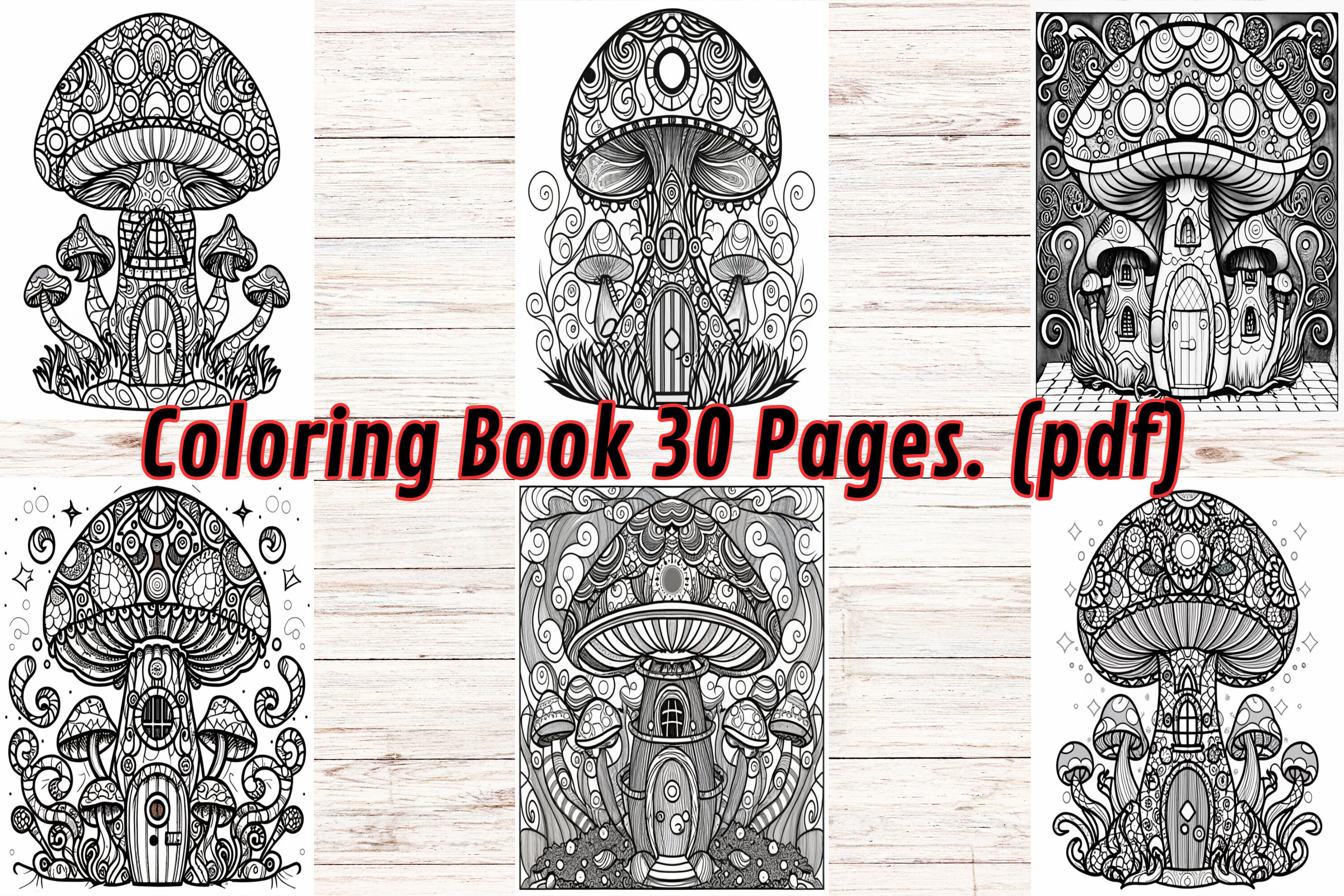 Fairy Mushroom Houses Coloring Page for Adults and Kids Pdf - Etsy